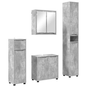 vidaXL Ensemble de mobilier de salle de bain 4 Pièces Gris béton