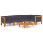 vidaXL Salon de jardin 6 Pièces avec coussins Bois d'acacia solide