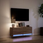 vidaXL Meuble TV mural avec lumières LED chêne marron 100x31x35 cm