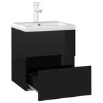 Vidaxl armoire d'évier avec lavabo intégré noir brillant aggloméré