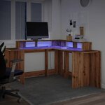 vidaXL Bureau avec lumières LED chêne artisanal bois d'ingénierie