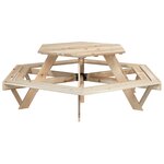 vidaXL Table de pique-nique pour 6 enfants avec bancs hexagonal sapin
