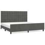 vidaXL Cadre de lit avec tête de lit Gris foncé 200x200 cm Velours