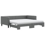 vidaXL Lit de jour avec gigogne et matelas gris foncé 100x200 cm tissu