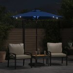 vidaXL Parasol de jardin LED mât en acier bleu azuré 225x225x212 cm