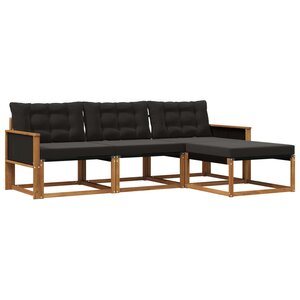 vidaXL Ensemble de canapés d'extérieur 4 pc Naturel et noir