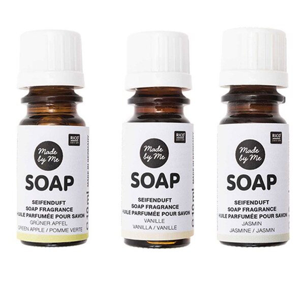 3 huiles parfumées 10 ml pour savon - pomme  vanille  jasmin