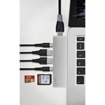 QDOS PowerLink Pro 7 en 1 Hub USB-C 7-en1 - Gris Sideral