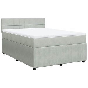 vidaXL Sommier à lattes de lit et matelas Gris clair 140x190cm Velours