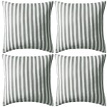 vidaXL Oreiller d'extérieur lot de 4 Impression rayure 45 x 45 cm Gris