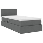 vidaXL Lit de rangement LED avec matelas Gris foncé 100 x 200 cm Tissu