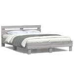 vidaXL Cadre de lit avec tête de lit et LED sonoma gris 150x200 cm