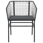 vidaXL Ensemble à manger de jardin et coussins 5 Pièces noir rotin verre