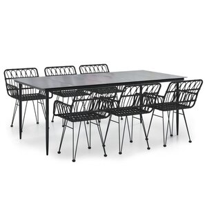 vidaXL Ensemble à manger de jardin 7 Pièces Noir Résine tressée