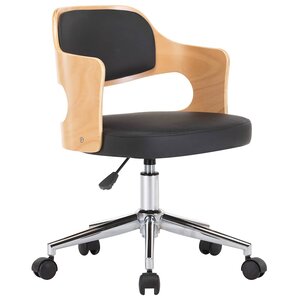 vidaXL Chaise pivotante de bureau Noir Bois courbé et similicuir