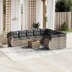 vidaXL Salon de jardin avec coussins 10 Pièces gris résine tressée
