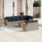vidaXL Salon de jardin 9 Pièces avec coussins gris résine tressée