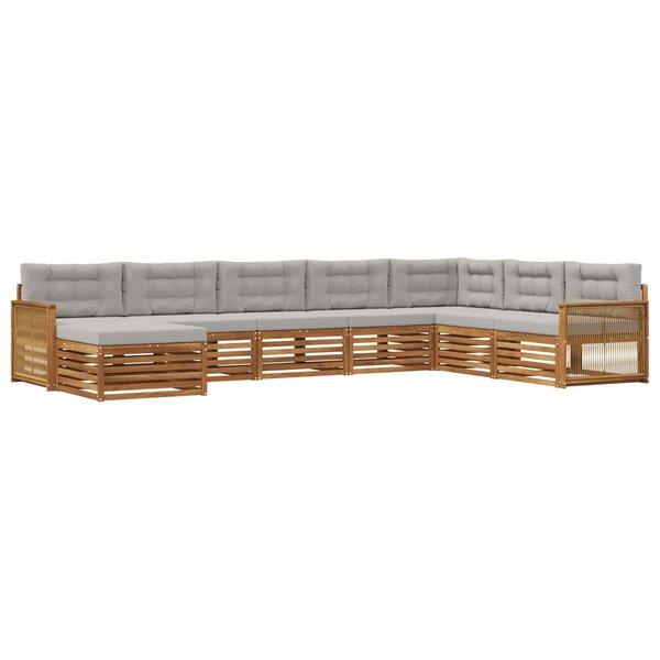vidaXL Ensemble de canapés d'extérieur 8 pc Naturel et gris clair