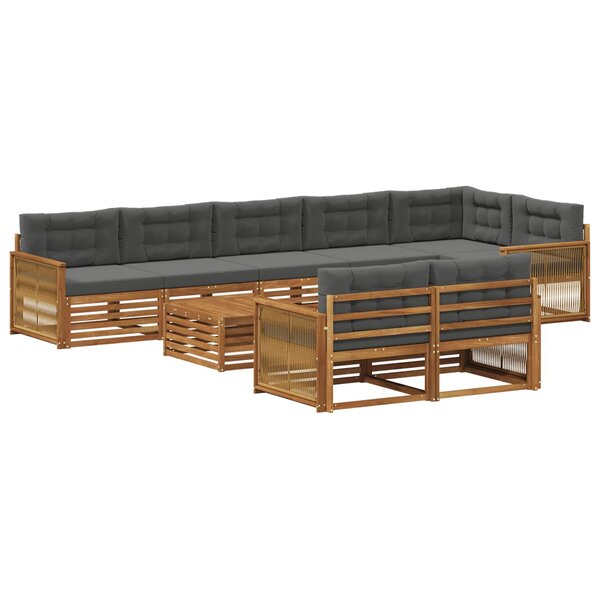 vidaXL Ensemble de canapés d'extérieur avec coussin 9 Pièces