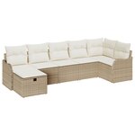 vidaXL Ensemble de canapés de jardin 7 pièces avec coussins beige poly rattan