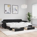 vidaXL Lit de jour avec gigogne et tiroirs noir 80x200 cm velours