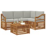 vidaXL Ensemble de canapés d'extérieur 5 Pièces Gris Naturel et Clair