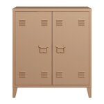 Casier de bureau armoire meuble de rangement pour bureau atelier chambre acier de bureau métallique à 2 portes 90 x 80 x 33 cm marron clair mat 03_0006340