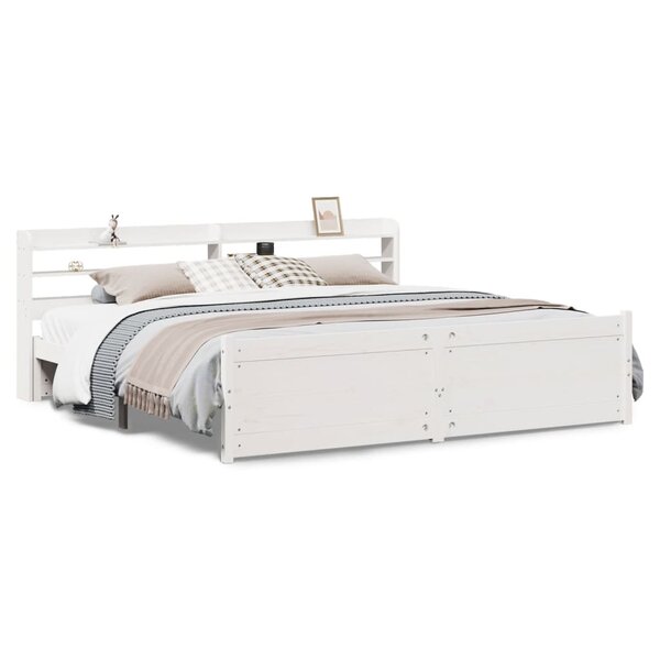 vidaXL Cadre de lit avec tête de lit sans matelas blanc 200x200 cm