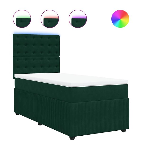 vidaXL Sommier à lattes de lit et matelas Vert foncé 80x200 cm Velours