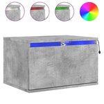 vidaXL Tables de chevet murales avec lumières LED 2 Pièces gris béton