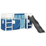 vidaXL Lit mezzanine enfants et rideaux bleu 80x200cm bois pin massif