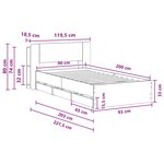 vidaXL Cadre de lit avec rangement Chêne fumé 90 x 200 cm