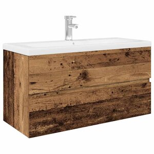 vidaXL Meuble lavabo avec bassin et robinet intégrés vieux bois