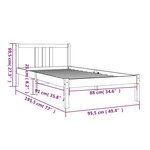 vidaXL Cadre de lit bois massif 90x190 cm simple
