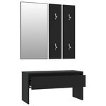 vidaXL Ensemble de meubles de couloir noir bois d'ingénierie