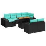 vidaXL Salon de jardin 11 Pièces avec coussins noir résine tressée