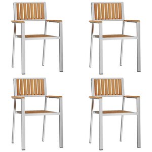 vidaXL Chaise de jardin 4 Pièces Marron 56 x 54.5 x 87 cm Teck massif