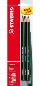 Lot de 6 Crayons papier Graphite Othello Héxagonal 4HB 1x2B 1x2H STABILO