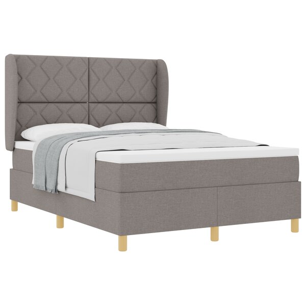 vidaXL Lit à ressorts avec matelas Taupe 160x200 cm en tissu
