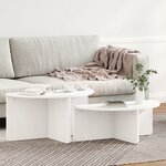 vidaXL Table basse 2 Pièces Blanc 79 x 39.5 x 40 cm Bois de pin massif