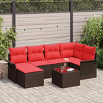 vidaXL Ensemble de canapé de jardin 7 Pièces Marron Poly rotin