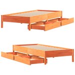vidaXL Cadre de lit sans matelas cire marron 100x200cm bois pin massif