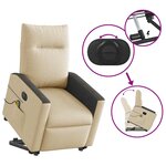 vidaXL Fauteuil inclinable de massage électrique Crème Tissu