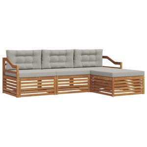 vidaXL Ensemble de canapés d'extérieur 4 pc Gris Naturel et Clair
