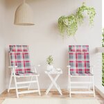 vidaXL Coussins de chaise à dossier haut lot de 2 carreaux rouge