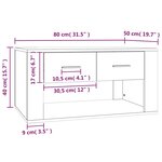 vidaXL Table basse Sonoma gris 80x50x40 cm Bois d'ingénierie