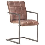vidaXL Chaises à manger cantilever lot de 2 marron cuir véritable