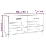 vidaXL Armoire à chaussures Gris béton 102x35x55 cm Bois d'ingénierie