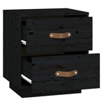  vidaXL Tables de chevet 2 Pièces Noir 40x34x45 cm Bois de pin massif