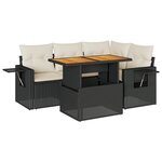 vidaXL Salon de jardin 5 Pièces avec coussins noir résine tressée